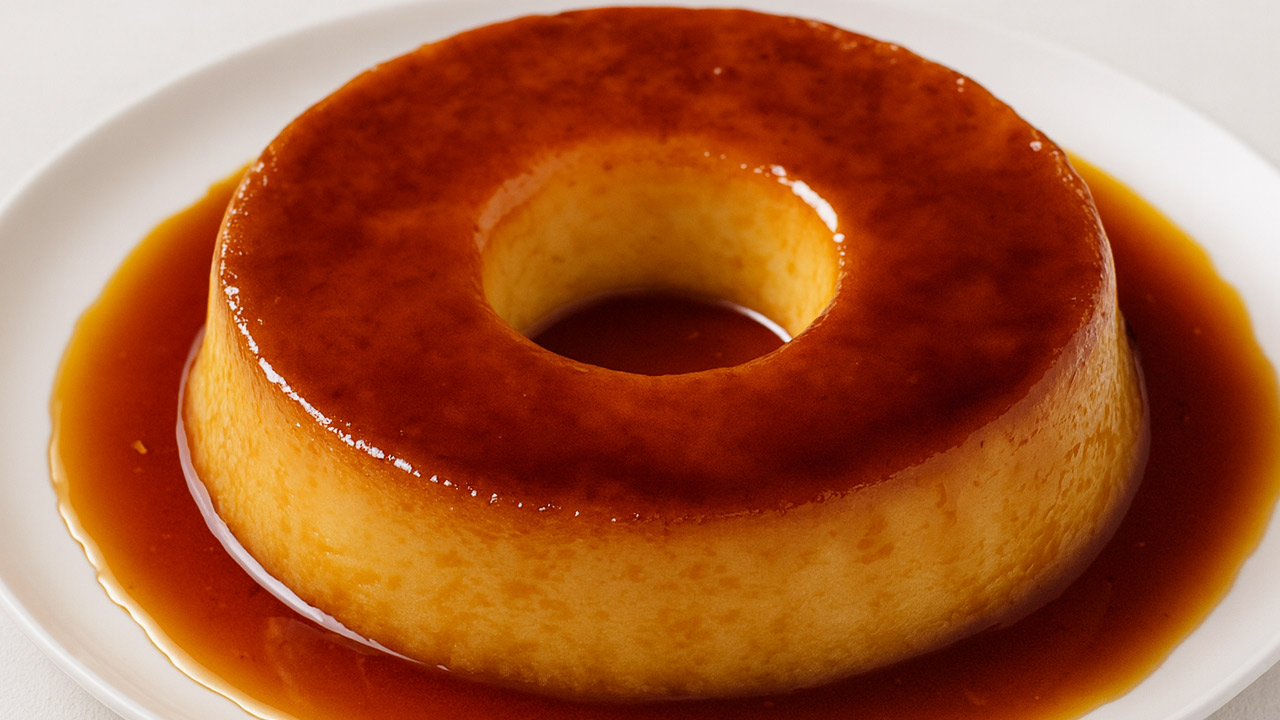 Pudim de pão com calda de caramelo