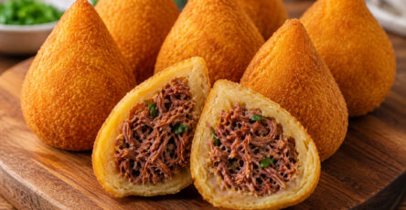 Coxinha de mandioca com carne seca